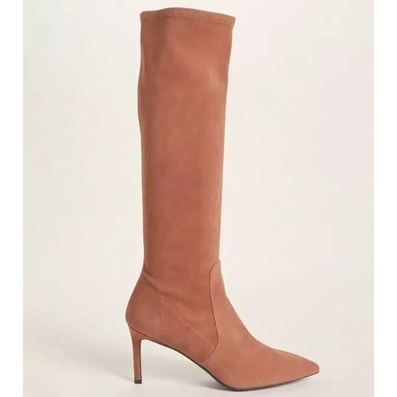$800 STUART WEITZMAN Wanessa 75 STRETCH SUEDE KNEE HIGH BOOT CAPPUCCINO 7 (PB37)